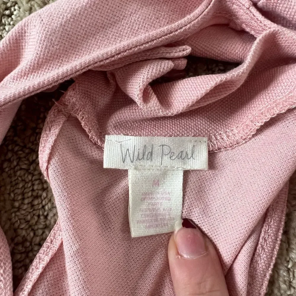 Wild Pearl Pink High Neck with Keyhole Blouse